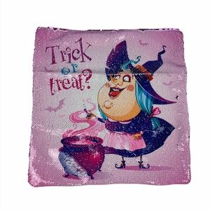 Halloween trick or treat sequin pillowcase